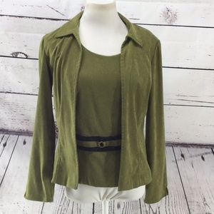 Size 10 Olive Green Sleeveless Top and Matching Blazer